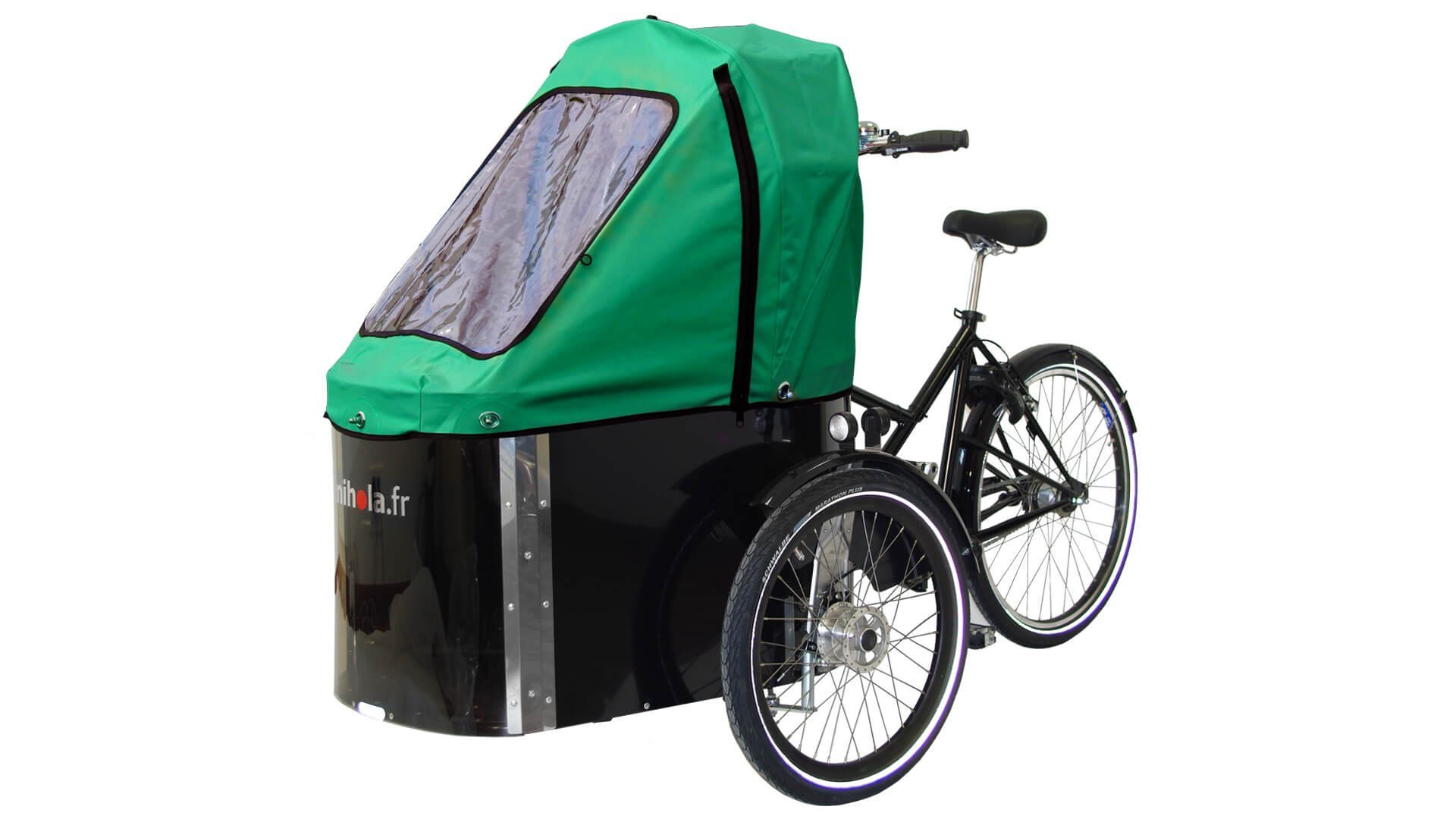 Capote de pluie verte pour triporteur NIHOLA CARGO