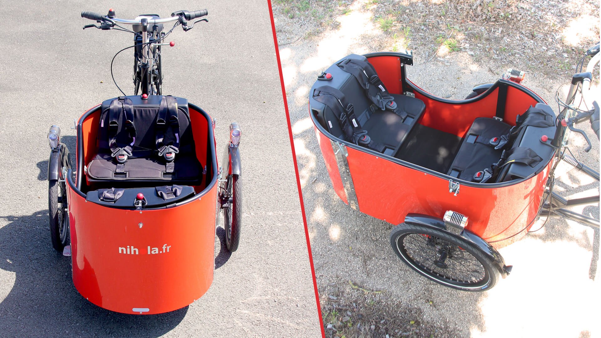 Triporteur NIHOLA CARGO 4.0 avec protection pluie rouge