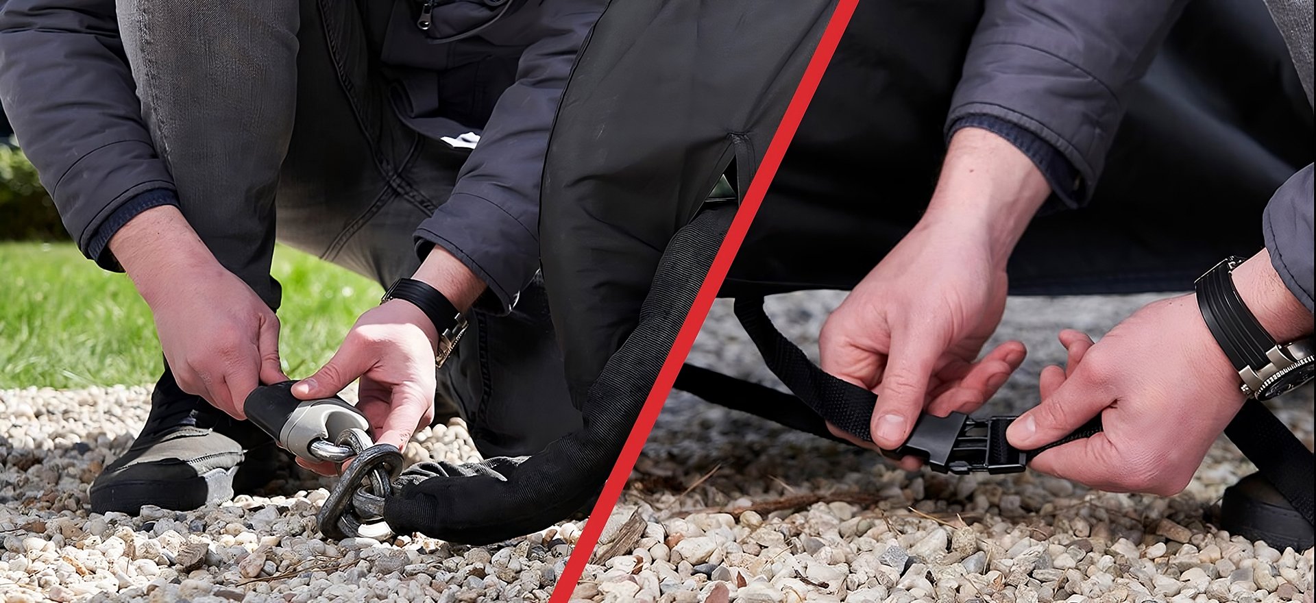 Pratique : une sangle à boucle et une ouverture pour insérer un antivol de chaîne