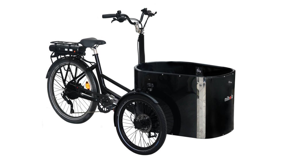 Le triporteur électrique NIHOLA CARGO Single avec assistance roue arrière et son nouveau cadre G2 Le triporteur électrique NIHOLA CARGO Single avec assistance roue arrière et son nouveau cadre G2