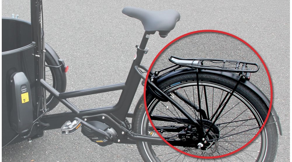 Porte-bagage arrière sur triporteur NIHOLA CARGO avec assistance pédalier