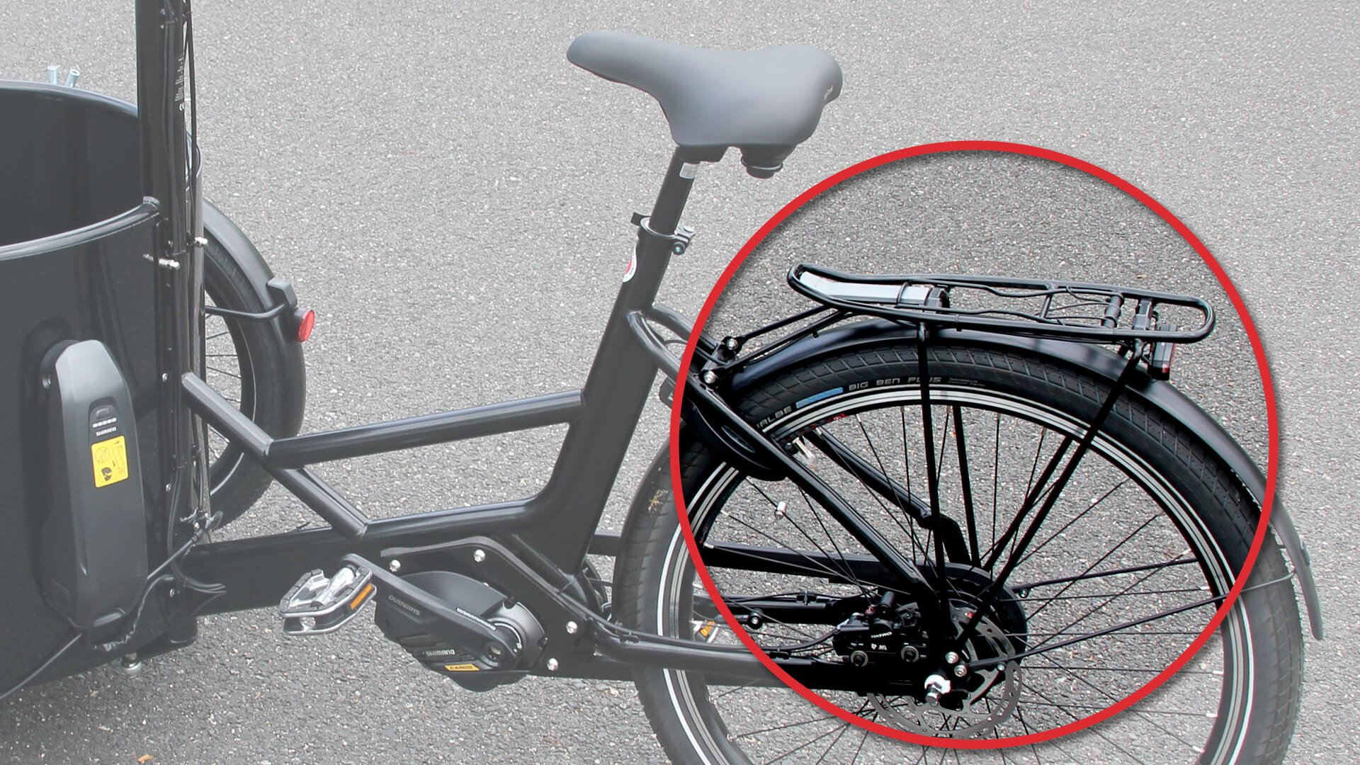 Porte-bagage arrière sur triporteur NIHOLA CARGO avec assistance pédalier