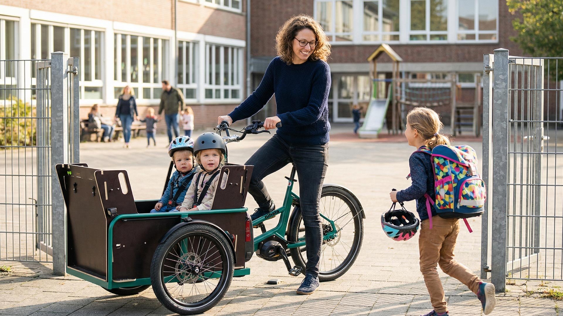 Triporteur NIHOLA COMBI 4 Family avec assistance pédalier Shimano