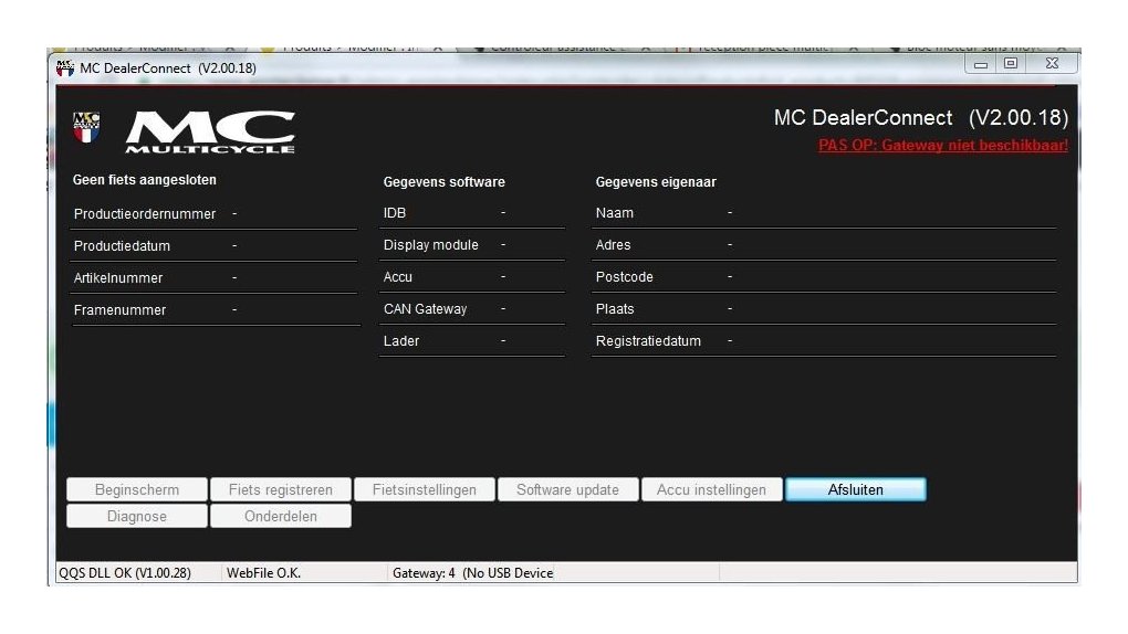 Interface de mise à jour des logiciels vélo électrique MC 33 volts Interface de mise à jour des logiciels vélo électrique MC 33 volts